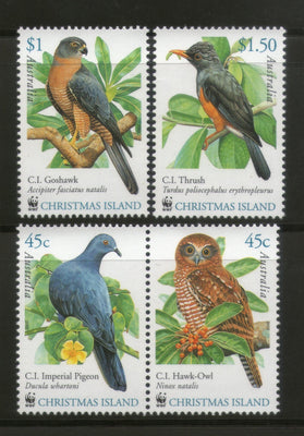 Christmas Islands 2002 WWF Owl Goshawk Birds Wildlife Animals Fauna Sc 437-39 MNH # 305