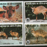 Ivory Coast 1985 WWF Zebra Duiker Antelope Deer Wildlife 4v Sc 764-67 MNH # 031 - Phil India Stamps