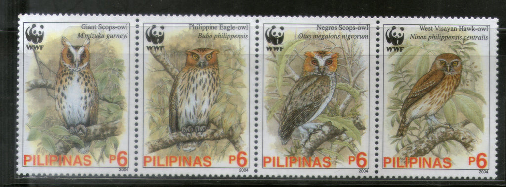 Philippines 2004 WWF Owls Birds of prey Wildlife Animals Fauna Sc 2946-49 MNH # 357