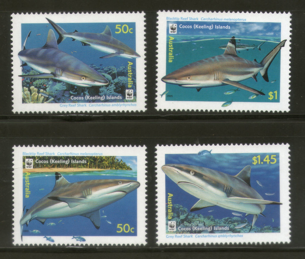 Cocos Keeling Islands 2005 WWF Sharks Fish Marine Life Animal Sc 341-3 MNH # 367