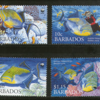 Barbados 2006 WWF Queen Trigger Fish Marine Life Animals Sc 1102-05 MNH # 379