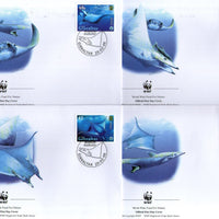 Gibraltar 2006 WWF Giant Devil Ray Fish Marine Life Animal Sc 1037 Set of 4 FDCs # 380 - Phil India Stamps