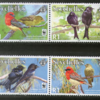 Seychelles 2008 WWF Aldabra Drongo & Red-headed Fody Birds Wildlife Animal Sc 875-78 MNH # 424