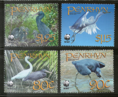 Penrhyn 2008 WWF Pacific Reef-Egret Birds Wildlife Animal Sc 468-71 MNH # 426
