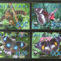 Aitutaki 2008 WWF Blue Moon Butterflies Insect Wild Life Animal Sc 539-42 MNH # 429
