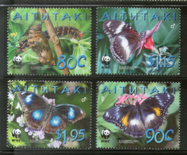 Aitutaki 2008 WWF Blue Moon Butterflies Insect Wild Life Animal Sc 539-42 MNH # 429