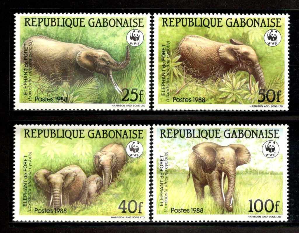Gabon 1988 African Elephants Wildlife Animal Fauna Sc 634-37 WWF MNH # 061 - Phil India Stamps