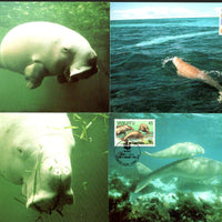 Vanuatu 1988 WWF Dugongs Fish Marine Life Animal Mammal Sc 470-3 Set 4 Max Cards # 62 - Phil India Stamps