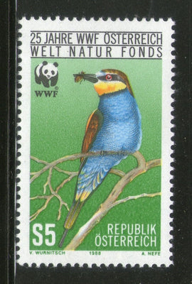 Austria 1988 WWF Bee Eater Birds Wildlife Animal Fauna 1v Sc 1425 MNH # 064 - Phil India Stamps