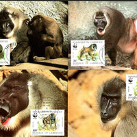Cameroun 1988 WWF Baboon Monkey Wildlife Animals Sc 843-6 Set of 4 Max Cards # 67 - Phil India Stamps