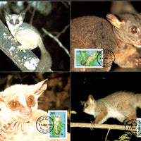 Tanzania 1989 WWF Bushbabies Wildlife Animals Sc 468-71 Set of 4 Max Cards # 76 - Phil India Stamps