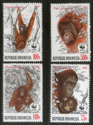 Indonesia 1989 Orangutans Monkey Wildlife Animal Fauna Sc 1382-85 WWF MNH # 079 - Phil India Stamps