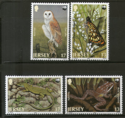 Jersey 1989 WWF Owl Butterfly Lizard Wildlife Animal Fauna Sc 507-10 MNH # 080 - Phil India Stamps