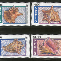 Nevis 1990 WWF Queen Conch Sea Shell Marine Life Animal Fauna Sc 591-4 MNH # 091 - Phil India Stamps
