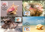Nevis 1990 WWF Queen Conchs Shell Marine Life Animals Sc 591-4 Set 4 Max Cards # 91 - Phil India Stamps