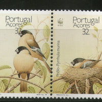 Azores 1990 WWF Sao Miguel Bullfinch Birds Wildlife Fauna Sc 385-88 MNH # 092 - Phil India Stamps