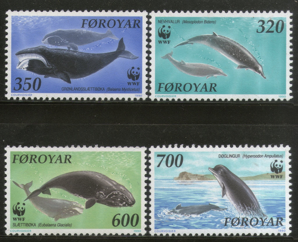 Faroe Islands 1990 Whales Fish Marine Life Sc 208-11 Fauna Mammals WWF MNH # 099 - Phil India Stamps