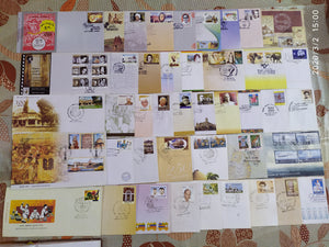 Inde 2011 Pack annuel de 43 enveloppes FDC sur Cinema Elephant Tiger Tagore Ship Health Air Mail Journée des enfants