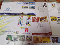 India 2012 Year Pack of 33 FDCs on Olympic Games Lighthouse Joints Issue Wildlife Animals Aviation