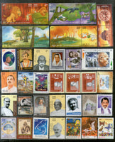 India 2001 Year Pack 75 Stamps Painting Space Mahatma Gandhi Ship Corals Cinema Temple Wildlife Animals Butterfly MNH