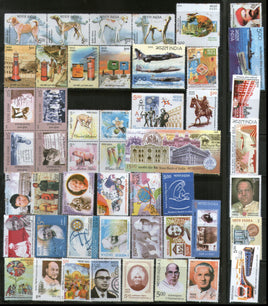 India 2005 Year Pack 49 Stamps Dogs Mahatma Gandhi Nehru Ship Air Force Animals MNH