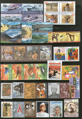 India 2006 Year Pack 65 Stamps Birds Dance Himalayan Lakes Military Joints Issue Health Music MNH