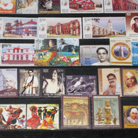 India 2010 Year Pack of 91 Stamps Gandhi Astrological Sign Games Music Baton MNH