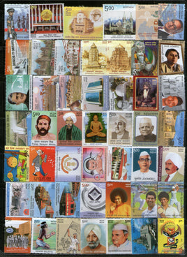 India 2013 Year Pack of 120 Stamps Cinema Animals Flowers Cricket Dam Train MNH