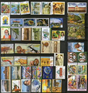 India 2015 Year Pack of 49 Stamps Gandhi Animals Painting Space Military MNH