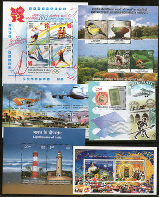 India 2012 Year Pack of 6 M/s Olympic Birds Lighthouse Aviation Biodiversity Philately MNH