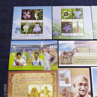 India 2013 Year Pack of 10 M/s on Mahatma Gandhi Railway Cricket Flower Temple MNH