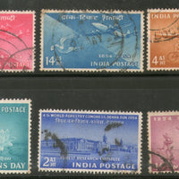 India 1954 Used Year Pack of 6 Stamps UN Stamp Centenary Transport Forestry - Phil India Stamps