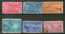 India 1954 Used Year Pack of 6 Stamps UN Stamp Centenary Transport Forestry - Phil India Stamps