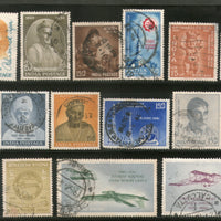 India 1961 Used Year Pack of 16 Stamps Airmail Archeological Survey Tagore Radio - Phil India Stamps