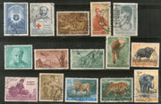 India 1963 Used Year Pack of 15 Stamps Wildlife Vivekananda Red Cross Roosevelt - Phil India Stamps