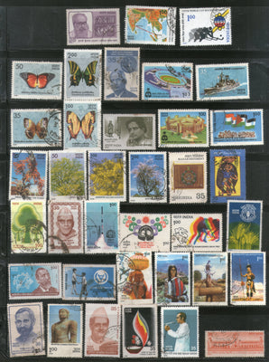 India 1981 Used Year Pack of 37 Stamps Butterfly Game Tree Gandhi Tribes Hockey - Phil India Stamps