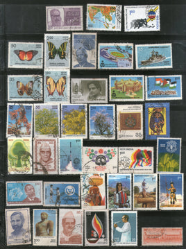 India 1981 Used Year Pack of 37 Stamps Butterfly Game Tree Gandhi Tribes Hockey - Phil India Stamps