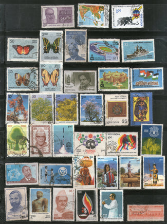 India 1981 Used Year Pack of 37 Stamps Butterfly Game Tree Gandhi Tribes Hockey - Phil India Stamps