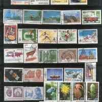 India 1982 Used Year Pack of 36 Stamps Painting Railway Wildlife Games Flowers - Phil India Stamps