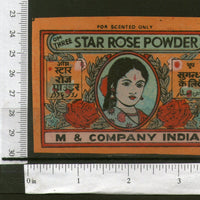 India Women Flower Star Rose Powder Vintage Trade Label Multi-colour # 556-24 - Phil India Stamps
