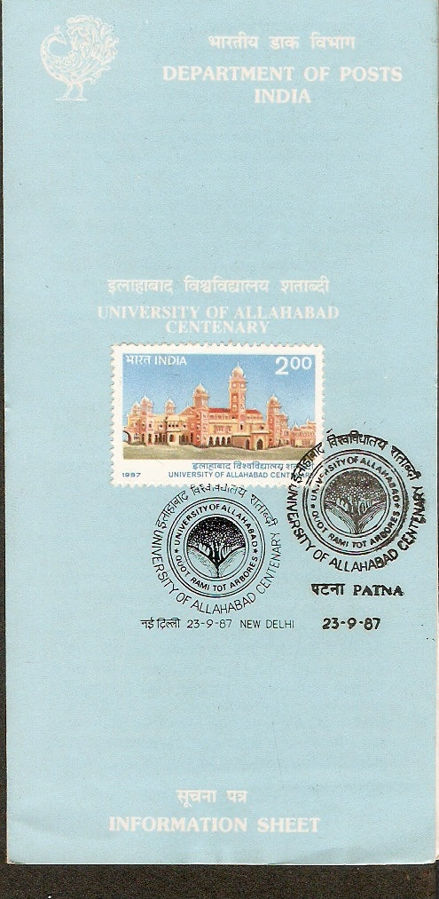 India 1987 Allahabad University Phila-1089 Cancelled Folder