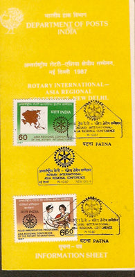 India 1987 Rotary International Phila-1093-4 Cancelled Folder