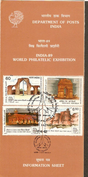 India 1987 Old Delhi Place India-89 Phila-1097-1100 Cancelled Folder