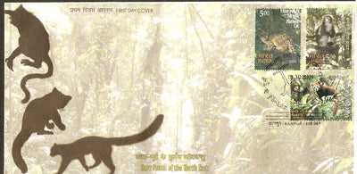 India 2009 Rare Fauna of the North East Animals Wildlife Monkey Phila- 2506-8 FDC