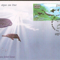 India 2009 Philippines Joints Issue Whale Dolphin Marine Life Fish Se-tenant FDC