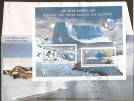 India 2009 Preserve Polar Regions & Glaciers Antarctica Phila-2564 M/s on FDC # 15091