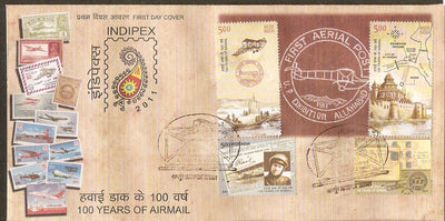 India 2011 100 Years of First Aerial Post Airmail Phila-2683-86 FDC