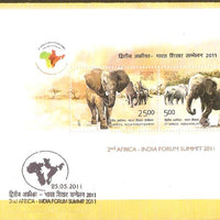 India 2011 Africa India Forum Summit Elephant Animal Wildlife Phila-2705 M/s FDC