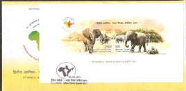 India 2011 Africa India Forum Summit Elephant Animal Wildlife Phila-2705 M/s FDC