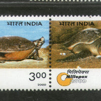 India 2000 Endangered Species Turtle Marine Life Phila-1744 Se-tenant MNH